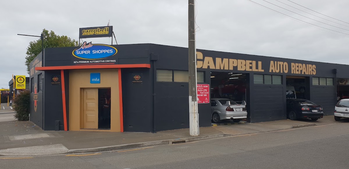 Workshop bays on Guyton Street with Auto Super Shoppes sign
